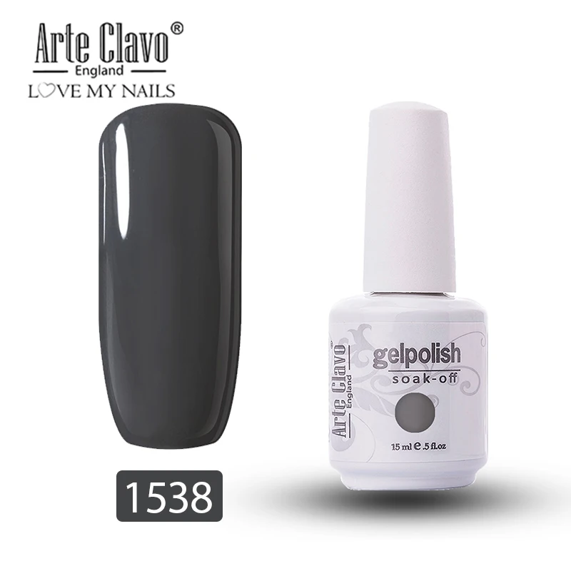 1538 Arte Clavo Гель-лак для ногтей 15 мл замачиваемый УФ-Гель-лак 244 цветов Чистый Цвет Маникюр телесный розовый фиолетовый серый лак для ногтей - Цвет: 1538