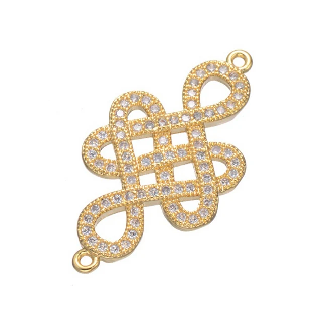 gold Роскошные CZ Стразы, соединители, серьги nudo chino, аксессуары, подвеска в виде китайского узла, подвески для рукоделия, для женщин, хорошее ювелирное изделие - Цвет: gold
