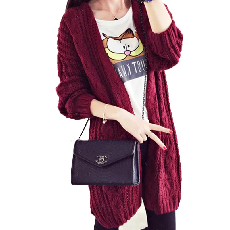 Женский длинный кардиган с карманами повседневный трикотажный завязками