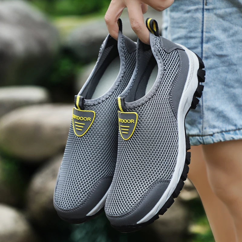 Мужские износостойкие кроссовки для взрослых; повседневная обувь из сетчатого материала; нескользящая обувь; коллекция года; летняя дышащая обувь; размеры 39-48