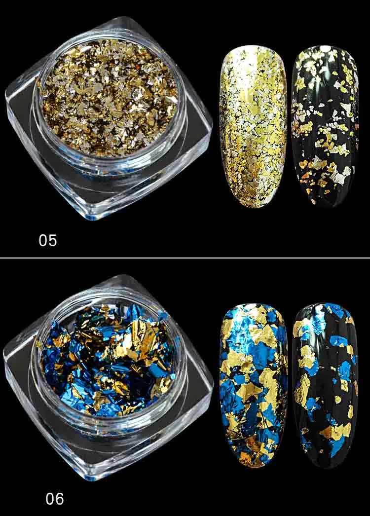 1 коробка алюминиевые фольги хлопья гвоздь блестящий порошок с зеркальным