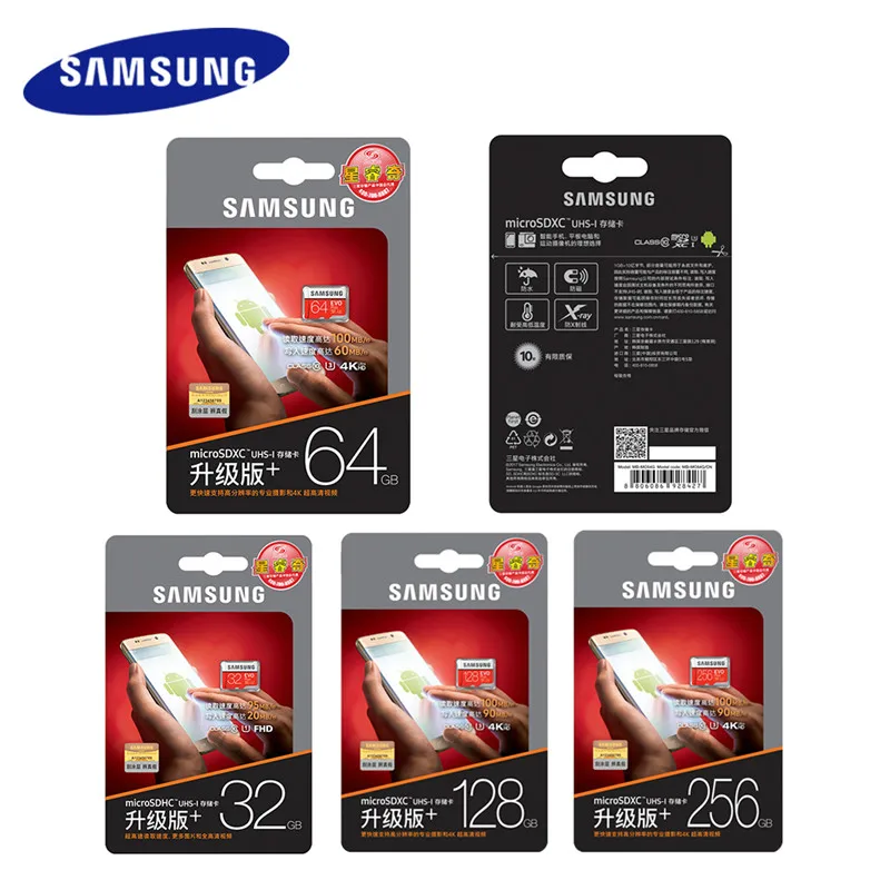 

SAMSUNG EVO+ Micro SD 256G SDHC 100mb/s Grade Class10 Memory Card C10 UHS-I TF/SD Cards Trans Flash SDXC 32GB 128GB for shipping