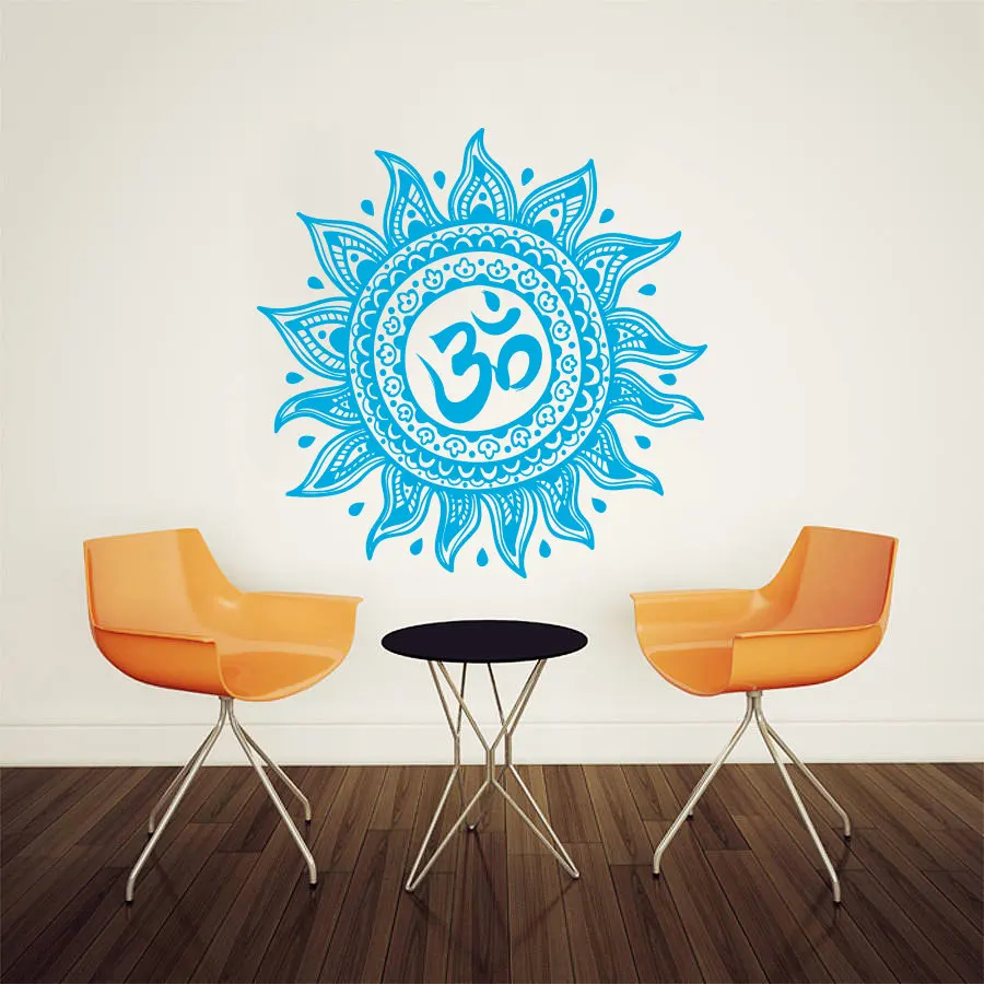 

Art Home Decor Mural Mandala Ornament Indian Moroccan Pattern Wall Dticker Vinyl Yoga Namaste Lotus Flower Decal Sticker M-118