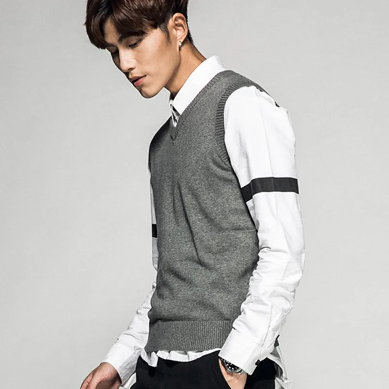 2018 Весна Осень Новый Модный классический Хлопковый вязаный мужской пуловер без
