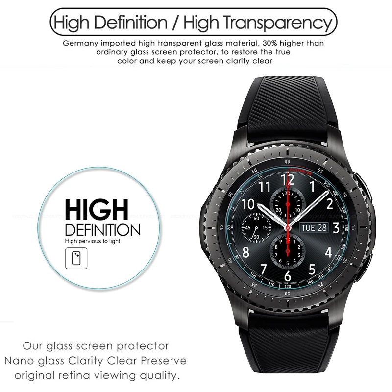 Жесткая Защитная пленка для экрана из закаленного стекла для samsung Galaxy Watch 46 мм 42 мм gear S3 S2 Classic Frontier LTE прозрачная защитная пленка