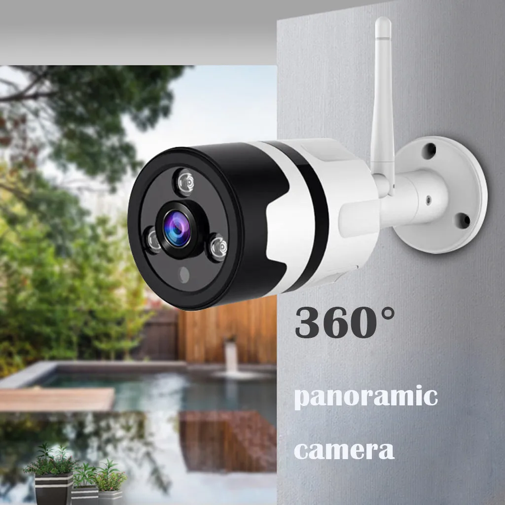 Открытый беспроводной безопасности Водонепроницаемый WiFi IP камера 1080P широкоугольный Рыбий глаз беспроводная домашняя контрольная пуля камера