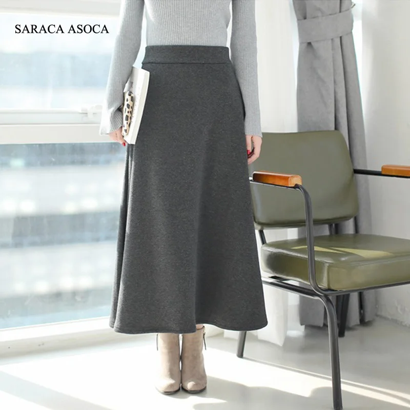 Осенняя модная утепленная длинная Плиссированная юбка женские зимние юбки до