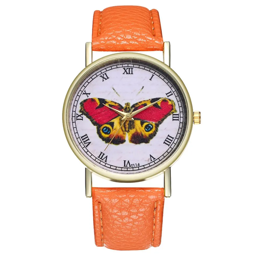 Ярко розовый Libra Дамы Простой кожаный ремешок часы Мода повседневное Прямая