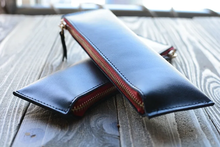 Высококачественный чехол с ручкой из натуральной кожи на молнии кожи|leather pen case|pen