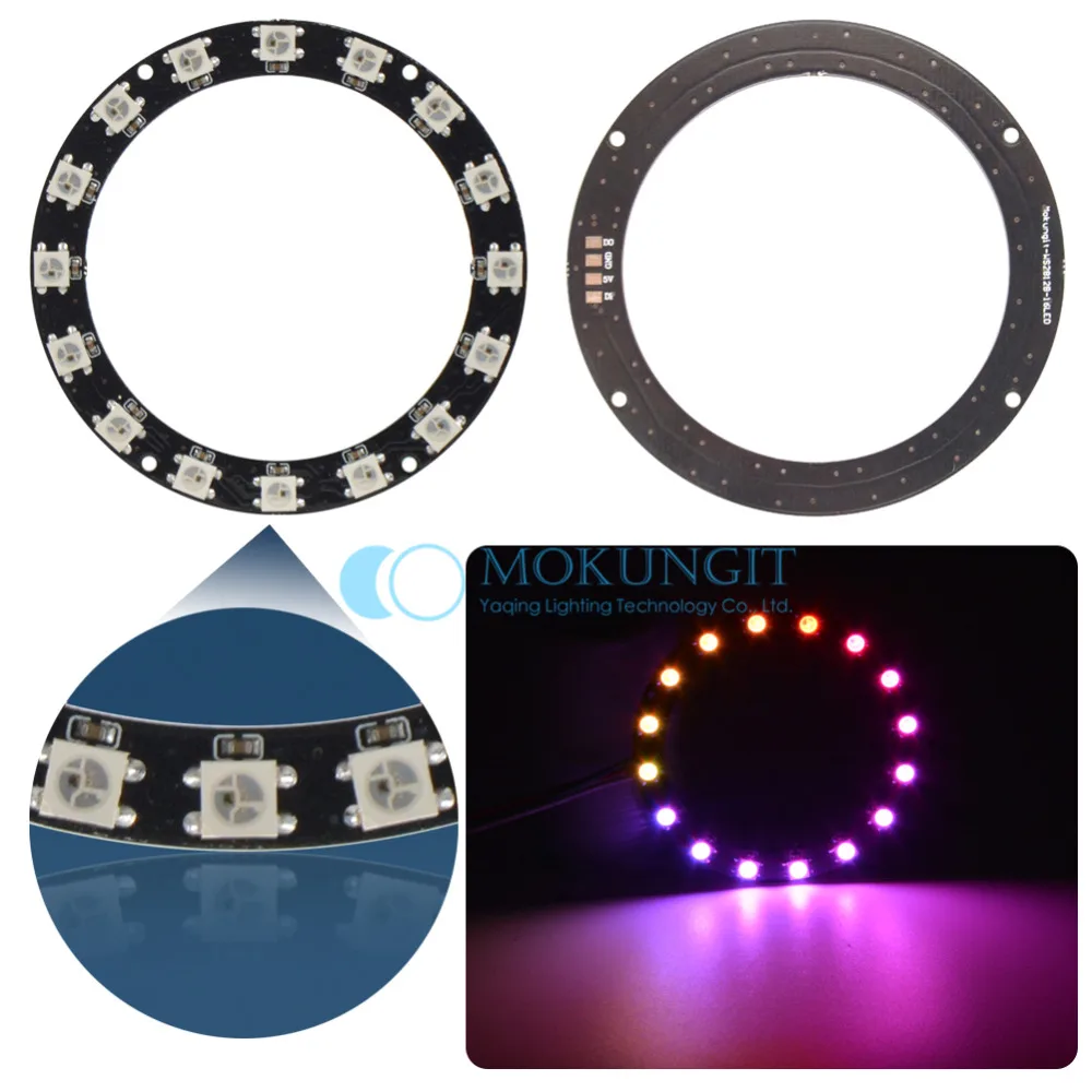 Mokungit WS2812B кольцо 1 8 12 лет 16 24 32 93 241 SK6812 бит 4 Кольцо RGB светодиодный 5050 встроенный dmx