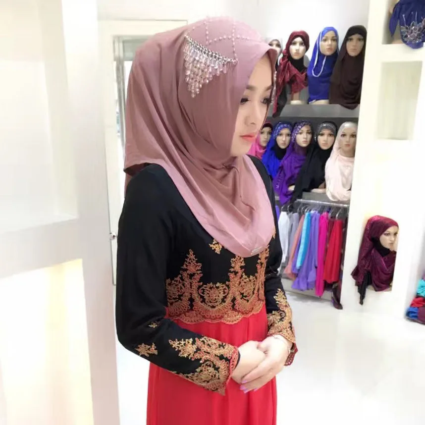 Тюрбан с хрустальными бусинами женский летний модный мгновенный хиджаб (включая