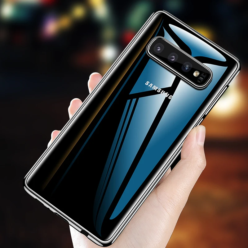 YISHANGOU жесткий прозрачный чехол для телефона samsung Galaxy S8 S9 S10 Plus S10E Note 8 9 A9 A8 A7 A6 пластиковый Противоскользящий чехол