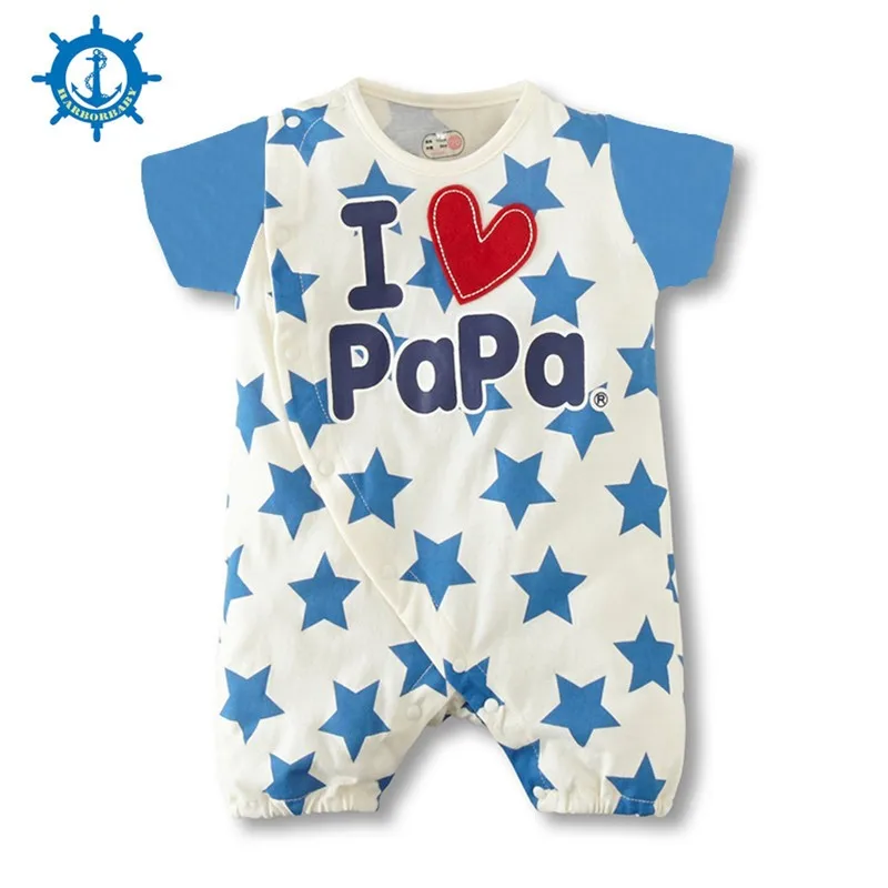 Summer Style Baby Rompers 100% Cotton 2Styles Cute Dot Printing Love Mum&ampDad Boys Newborn Pajamas 1pcs HB055 |