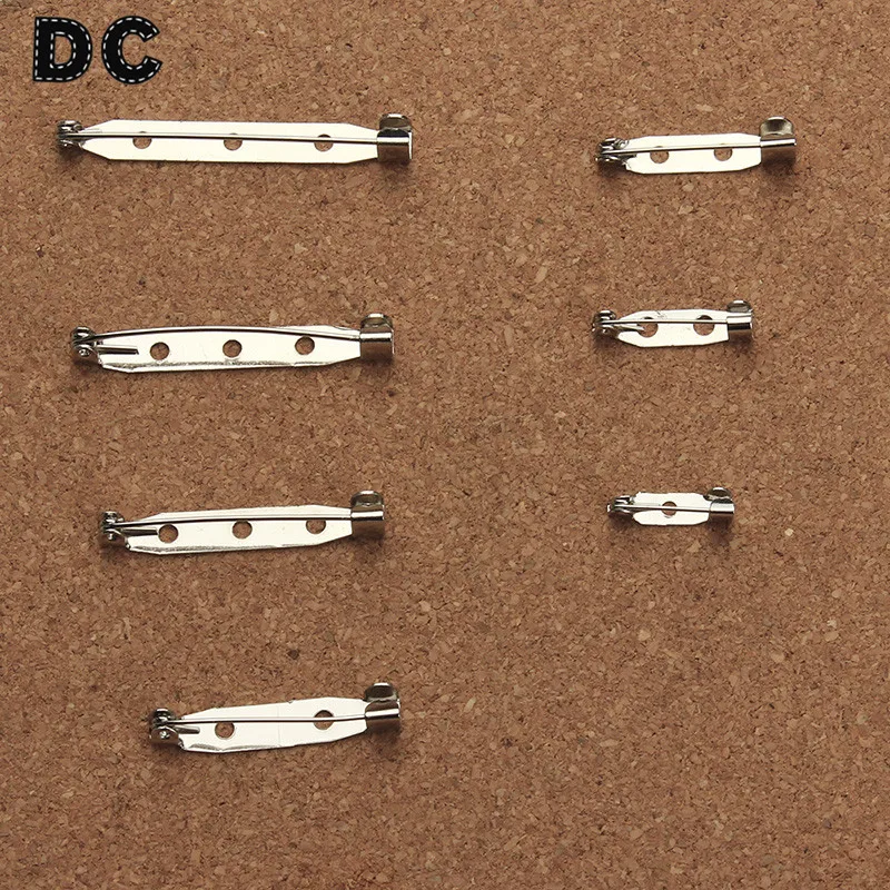 Металлическая брошь серебристого цвета 30 шт./лот с 2 отверстиями для рукоделия