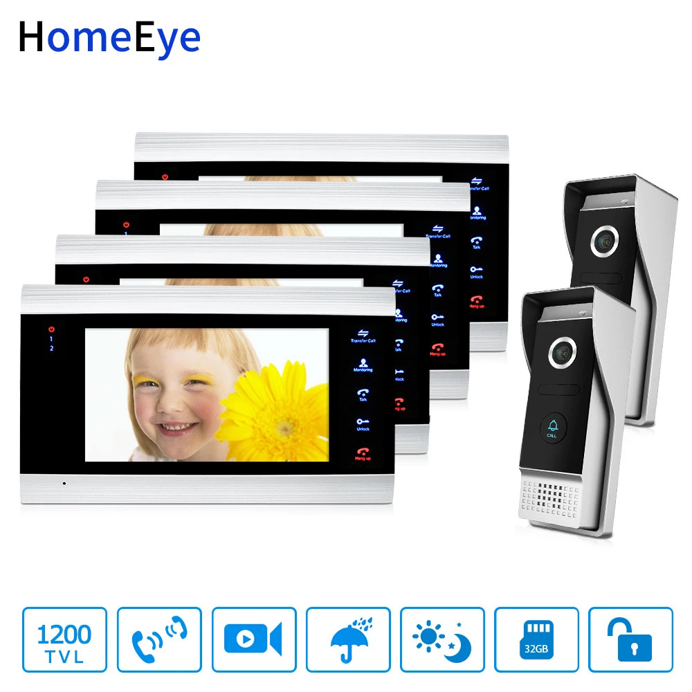 Видеодомофон HomeEye 7 дюймов 1200TVL 2 4 дюйма|Видеодомофон| |