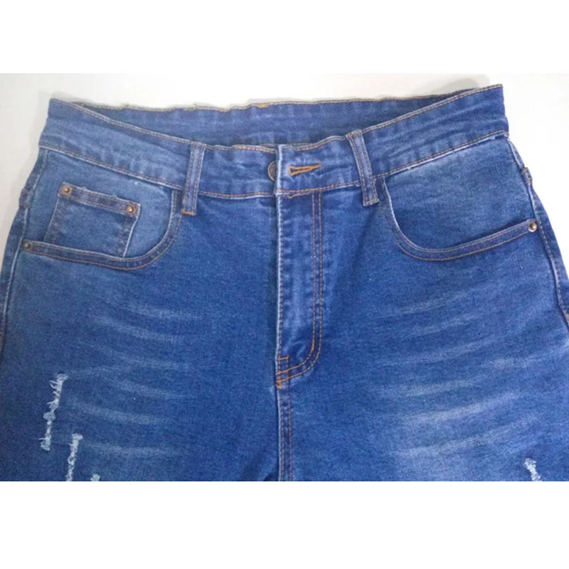 2016 Осень высокая талия Женщины Узкие Джинсы Летом Синий Стрейч Джинсовые Брюки