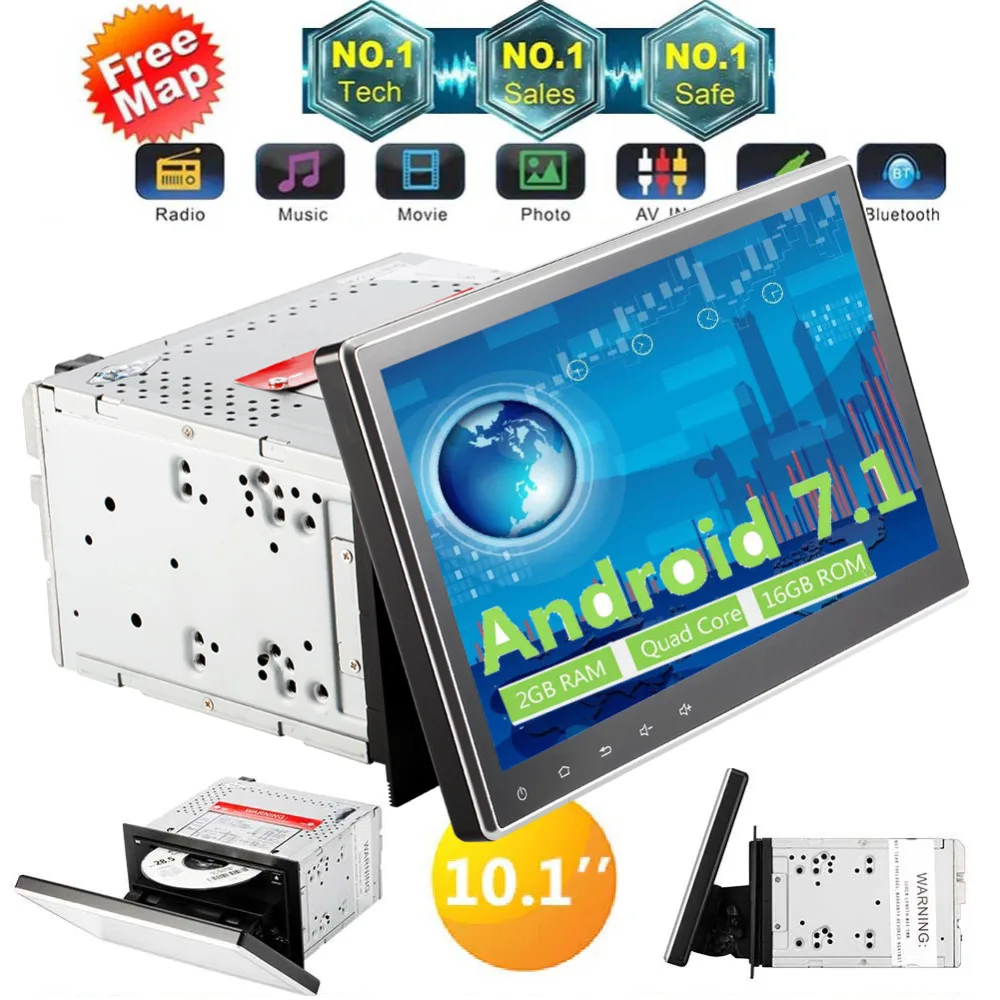 Eincar 10,1 ''2 Din Радио Стерео Android 7,1 автомобильный ПК DVD Авторадио Встроенный Bluetooth Опора GPS навигация SD/Кассетный usb-плеер