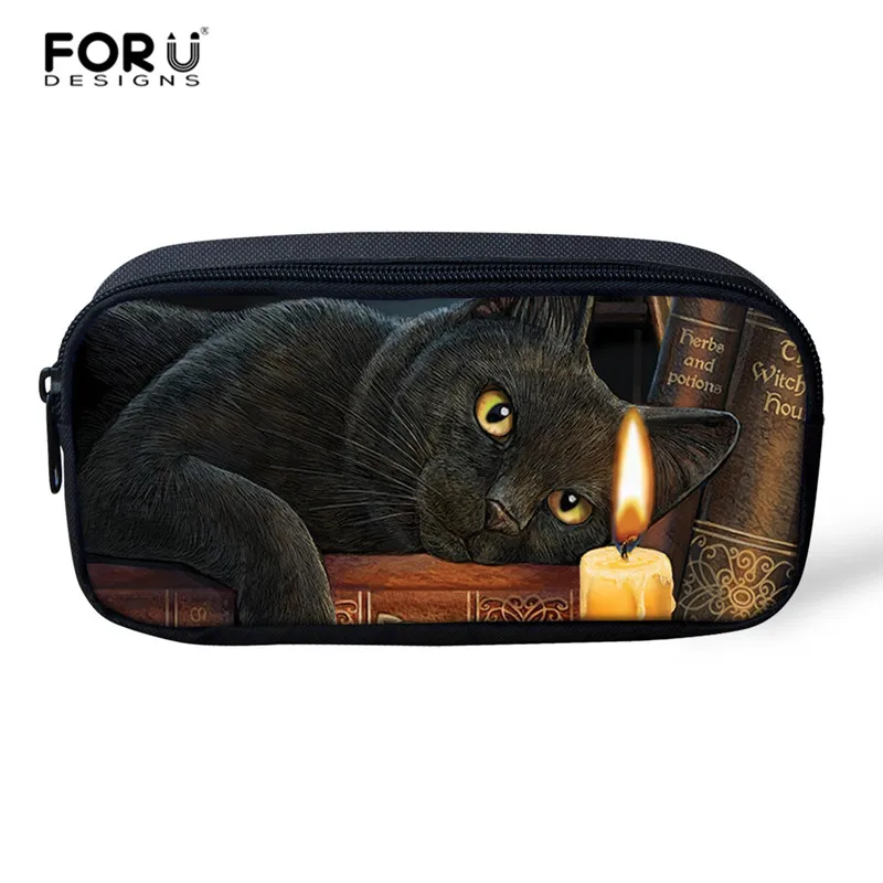 FORUDESIGNS/черные школьные сумки с принтом кота Детские рюкзаки для подростков девочек легкие школьные сумки детские школьные сумки для мальчиков - Цвет: L5067K