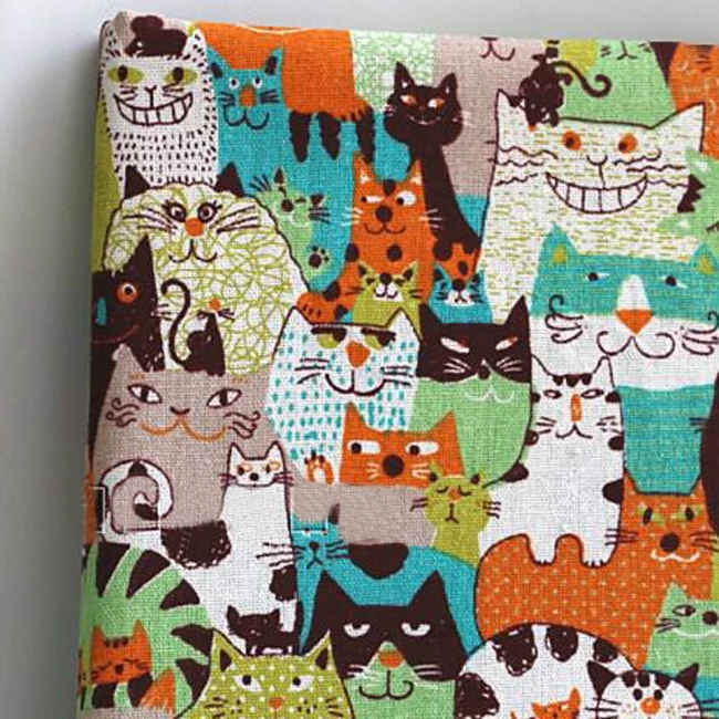 Тканевая ткань из натурального хлопка и льна 100 см * 150 для милых кошек|canvas fabric|fabrics