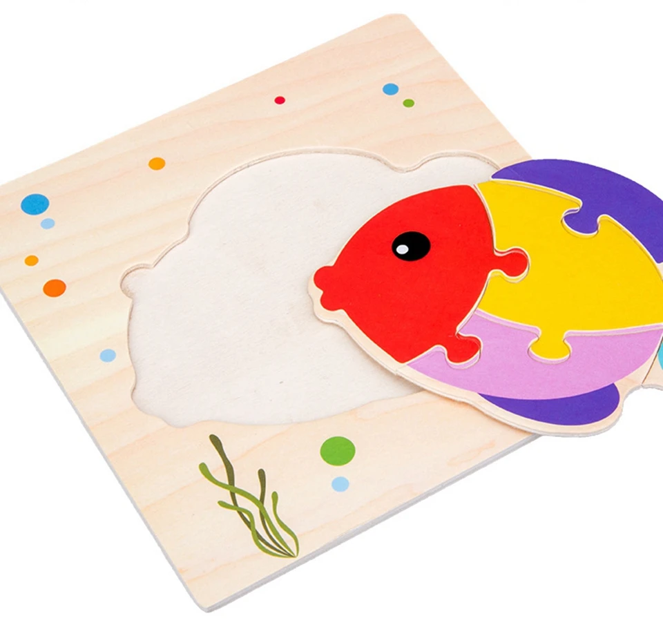 Kids Toys Montessori 3D Puzzles Toys for Children Cartoon Traffic Animal Wooden Puzzle Jigsaw Baby Education Toy Puzzles Gift