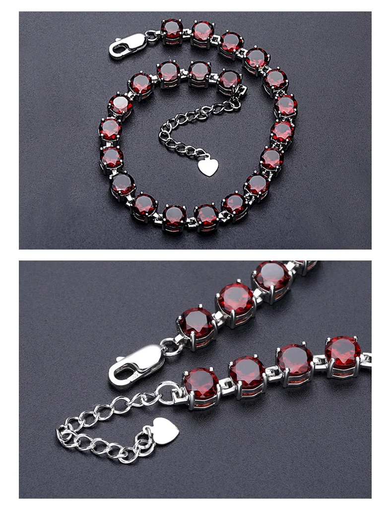 GEM'S балетный классический 22.11Ct круглый натуральный красный гранат драгоценный камень Теннисный браслет для женщин Soild 925 пробы серебряные ювелирные изделия