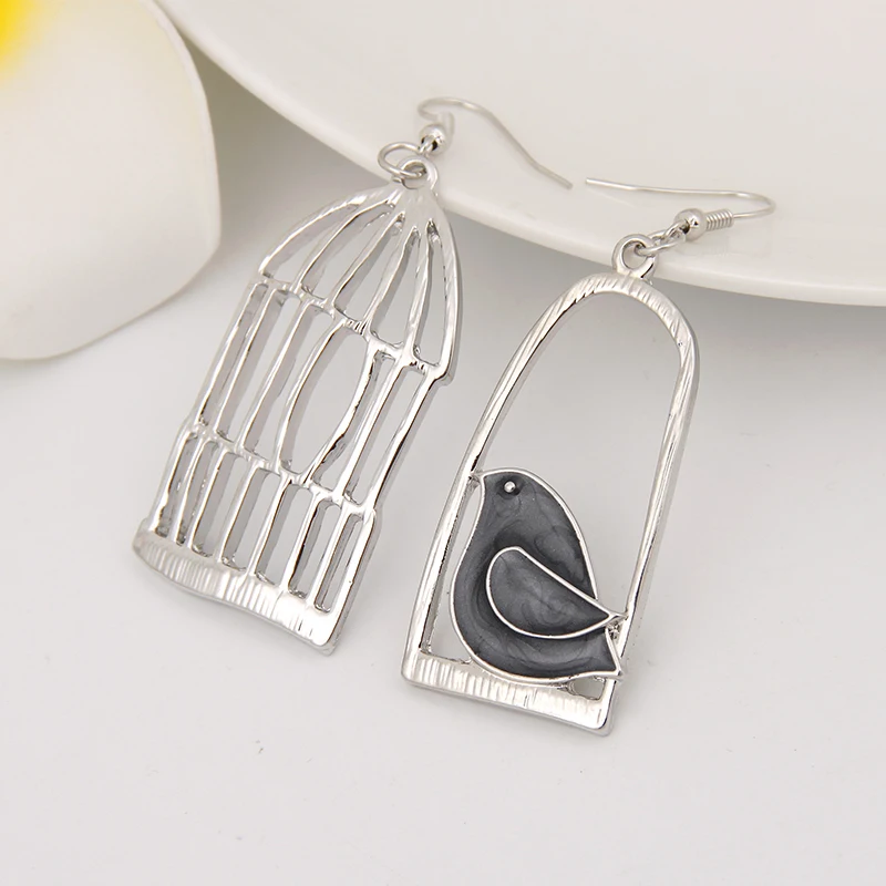 Женские Висячие серьги MloveAcc винтажные цветные модные с масляной птицей в клетку