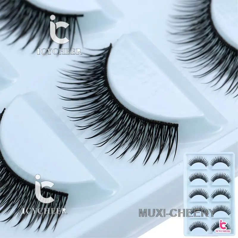 Естественный Макияж 5 Пар Черные Накладные Ресницы Наращивание Ресниц Ручной