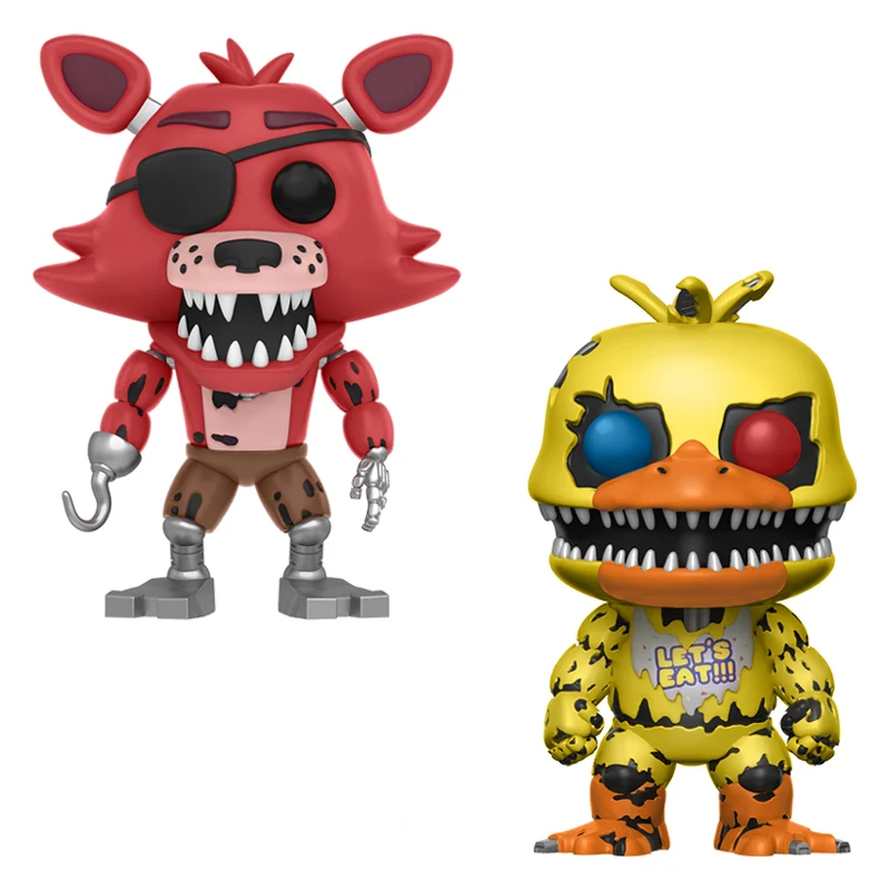 2PCS Five Nights At Freddy's» «пять ночей у Фредди» с рисунком персонажей из игры «пять ночей в Фредди» 2 шт./компл. игрушки куклы Бонни и Чика Фокси» из мультфильма для мальчика, с принтом Фредди 5 Fazbear кукол с принтом "Кошмар Медведь ПВХ фигурки - Цвет: 2PCS
