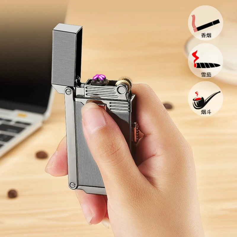 Новинка 2в1 газовая зажигалка USB дуговая плазменная зажигалка электрическая перезаряжаемая Зажигалка многофункциональная креативная Мужская Подарочная без газа