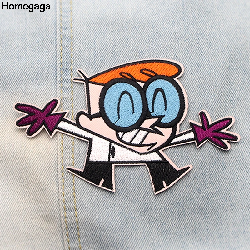 Homegaga Dexter's Laboratory аппликационные заплатки Сделай Сам утюжок на обувь джинсовая сумка рубашка одежда наклейки вышитые значки D2090