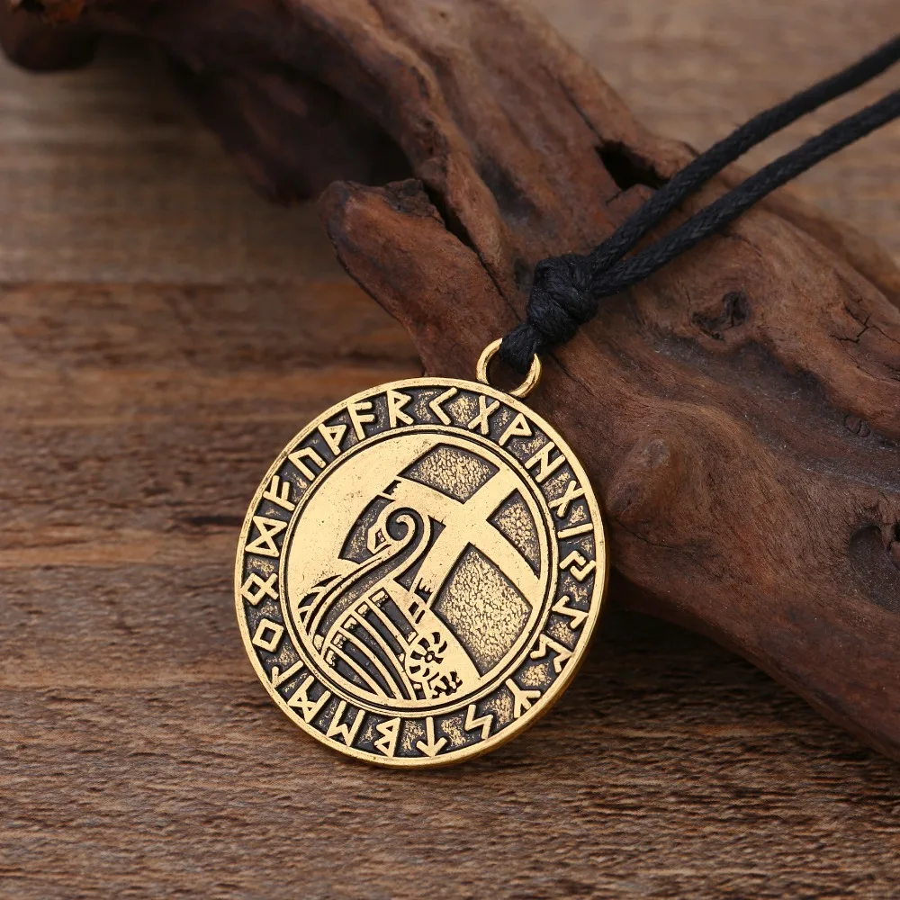Dawapara Viking Runes Jewelry Supernatural Amulet Antique Necklace Men Round Pendant | Украшения и аксессуары