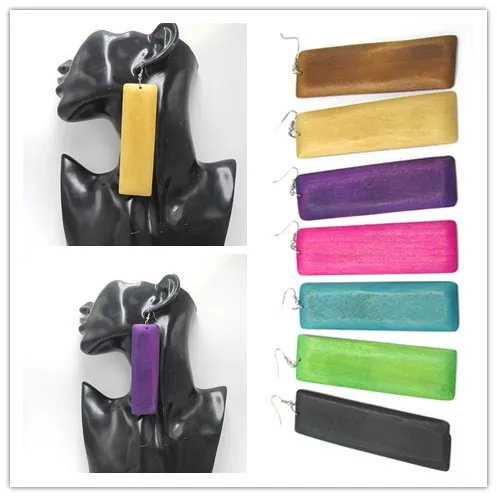 Большие 4-дюймовые серьги из искусственной древесины могут смешивать цвета |