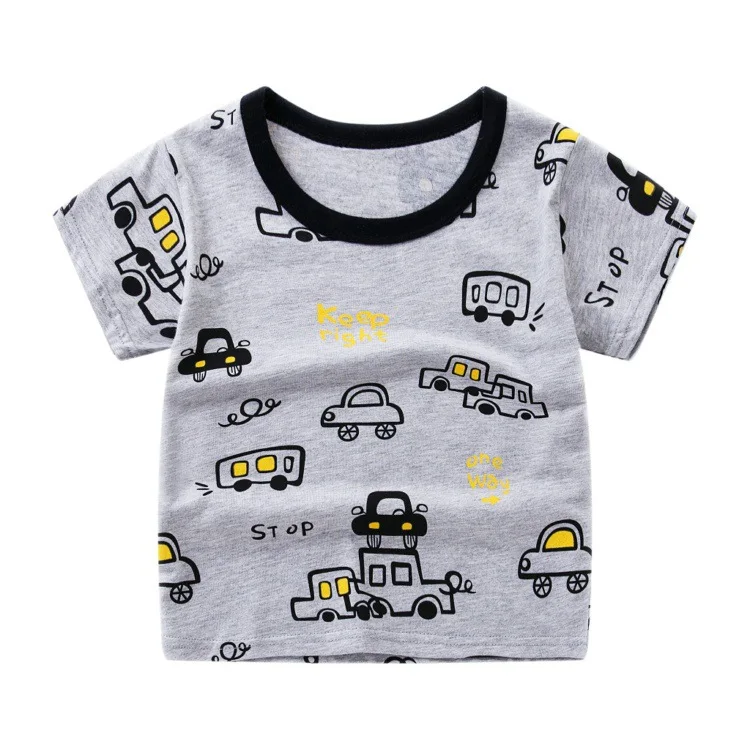 Summer New Unisex kids Short-sleeved Cotton T-shirt Cartoon Boy Shirt Girls Tops Sweater Little Yellow Man Outfits | Мать и ребенок