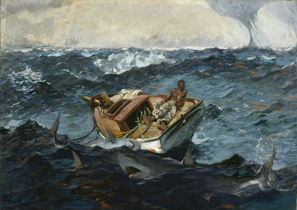 Winslow Гомер: Гольфстрим Шелковый плакат декоративной живописи 24x36inch|Рисование и