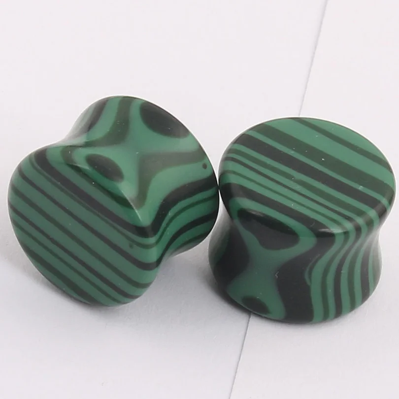 2 шт. органические зеленые вогнутые малахитовые каменные затычки для ушей