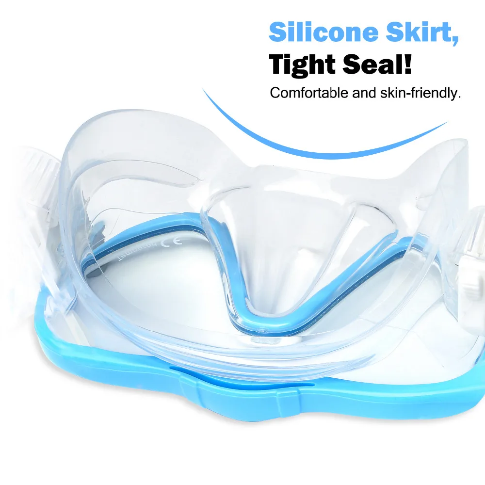 Набор масок для плавания и дайвинга Линзы очков из закаленного стекла + мундштук