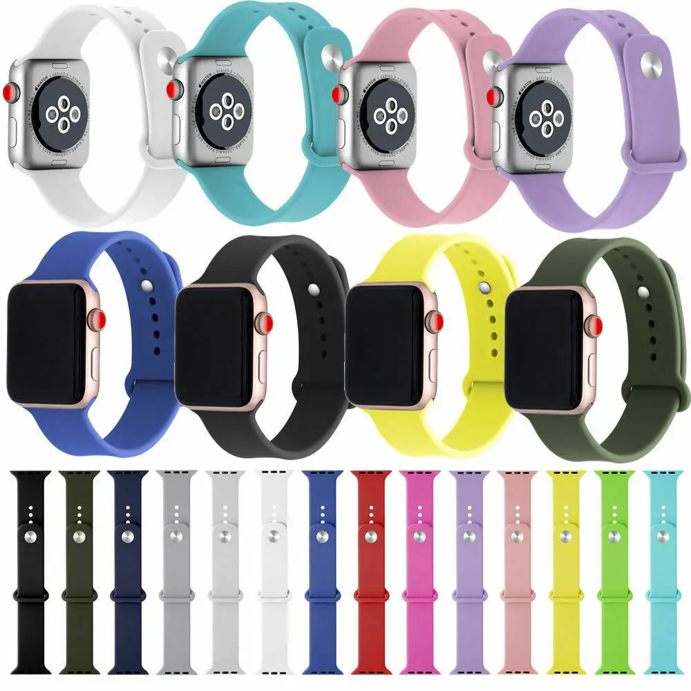 Силиконовые часы 12 видов цветов ремешок для Apple Watch 4/3/2/1 серии замена Смарт 38 мм 42