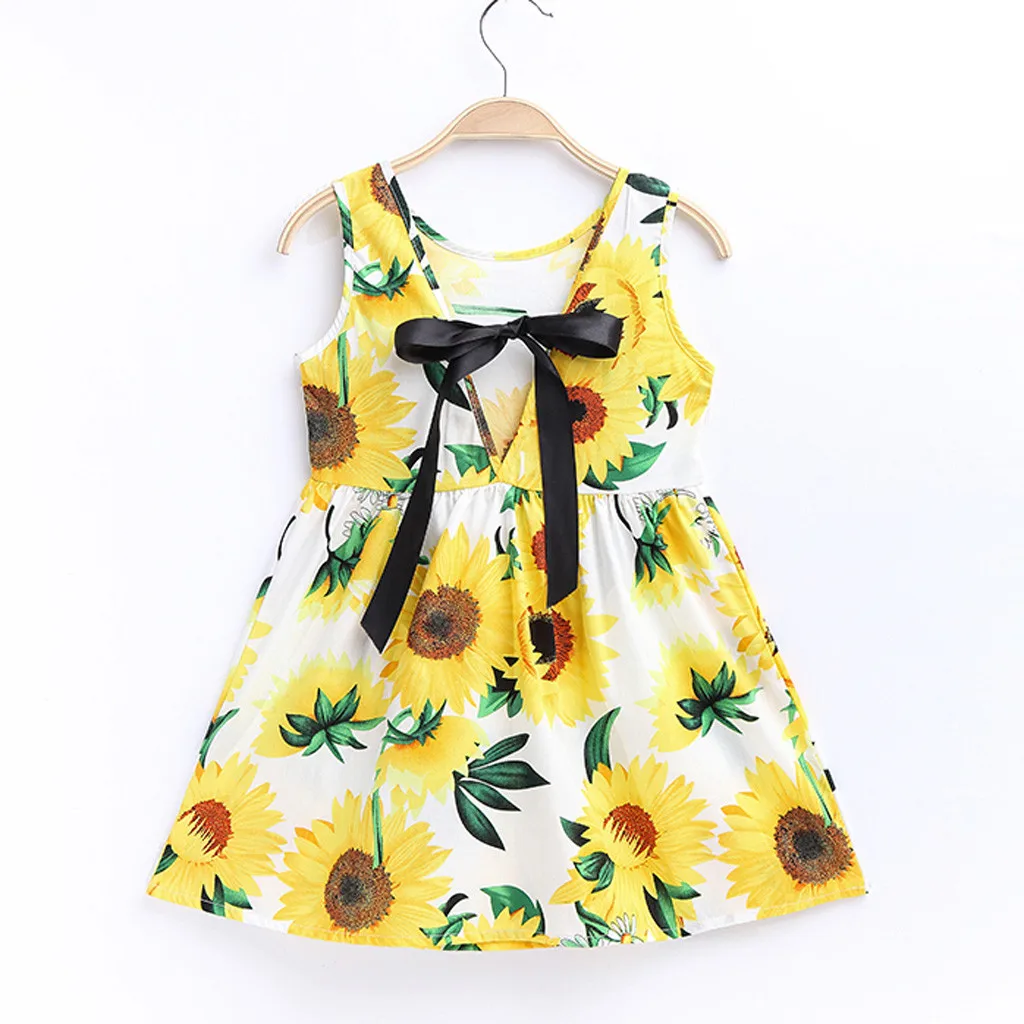 Toddler Baby Kids girls princess dress Sleeveless Sunflowers Dress Princess Dresses Clothes prinsessenjurken meisjes #S20 | Детская