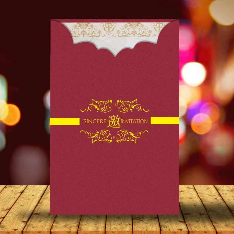 10pcs/lot Bronzing Vertical Paper Card Business Opening Invitations Wedding Birthday Party Invitation Cards |
