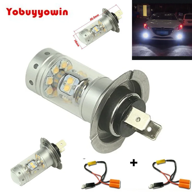 

New White H7 PK26D White 140W High Power Cree CHIP Error Free LED Car Fog Bulbs + H7 Load Resistors For Ford and EURO CARS