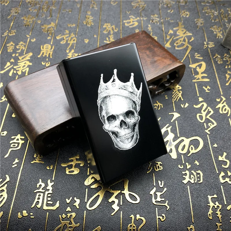 King Skeleton Alalinong N56 DIY алюминиевый сплав металлический чехол для сигарет Ins стиль череп коробка для сигарет аксессуары для курения мужской подарок - Цвет: N57
