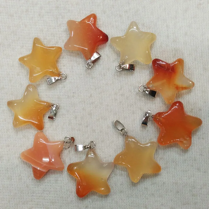 

Wholesale 50pcs/lot fashion top quality natural red onyx five star charms pendants for jewelry making 50pcs/lot free shipping