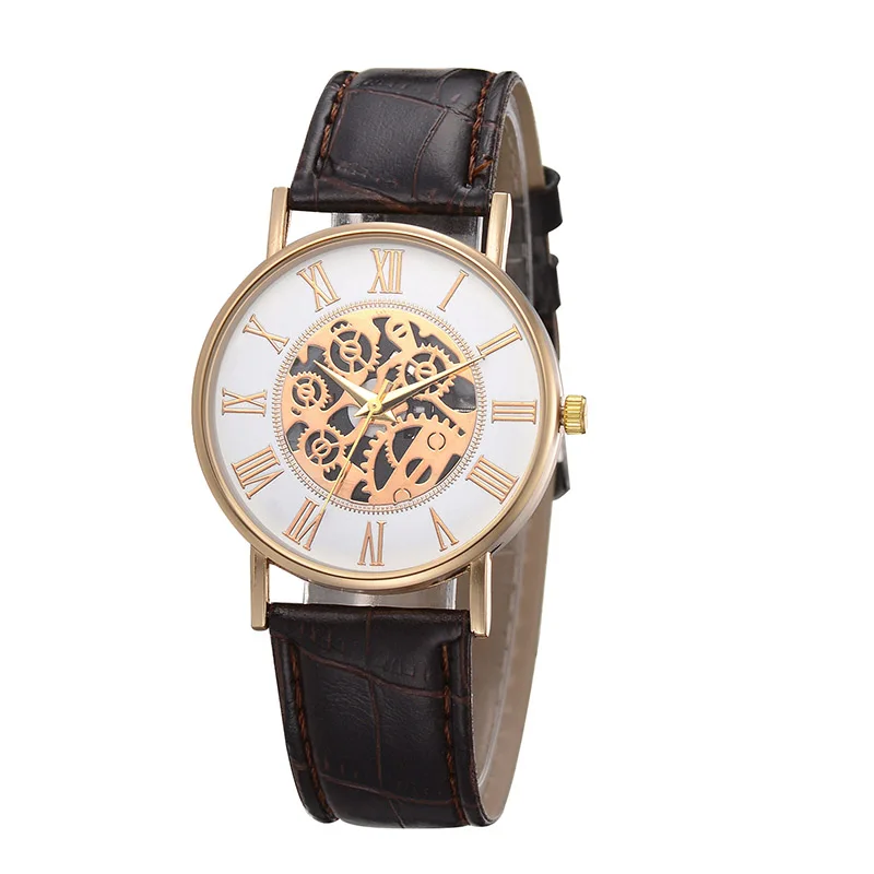 Полые имитирующие машинное оборудование женские часы Роскошные модные