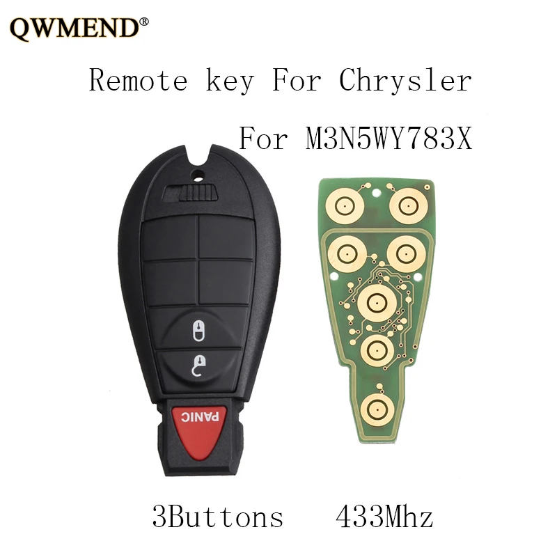 QWMEND 2 + 1 кнопки 433 МГц полный дистанционный ключ DIY для Dodge 08 14 Grand Caravan 09 13