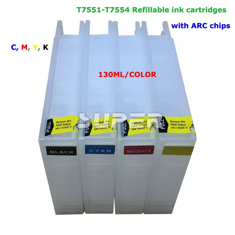 

Hot! T7551-T7554 refillable Ink cartridge with auto reset chips for EPSON workforce Pro WF-8010DW/8090DW Printer