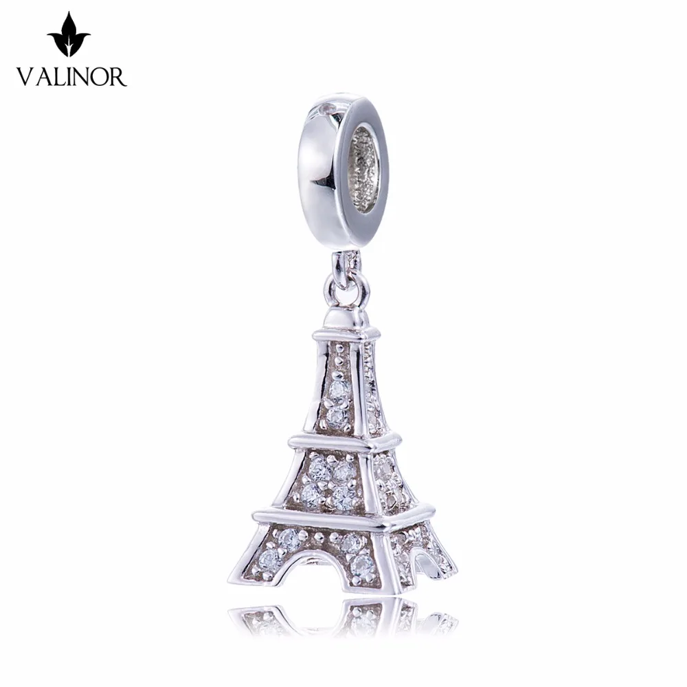 Видео! Париж Эйфелева башня серебряные бусины 925 пробы подходят для браслетов