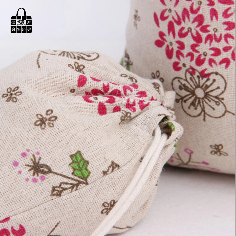 1 шт. красный одуванчик хлопок лен тканевый мешок для сбора пыли одежда дорожная