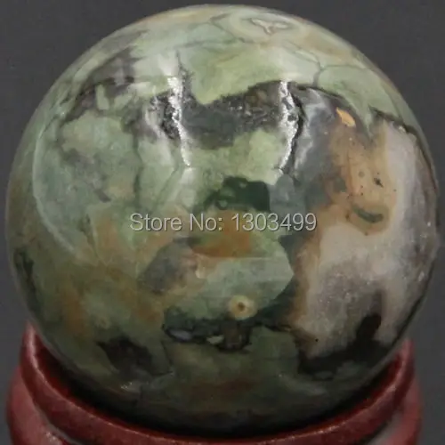 

Free Shipping Natural Stone Gemstone 30MM Green Rainforest Jasper Sphere Crystal Ball Chakra Healing Reiki Stone Carving Crafts