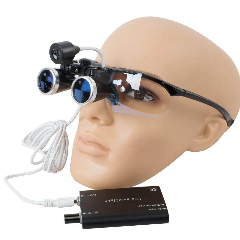 

Teeth Whitening, Dentist Black Dental Surgical Medical Binocular Loupes 3.5X 420mm Optical Glass Loupe +Dental Lamp