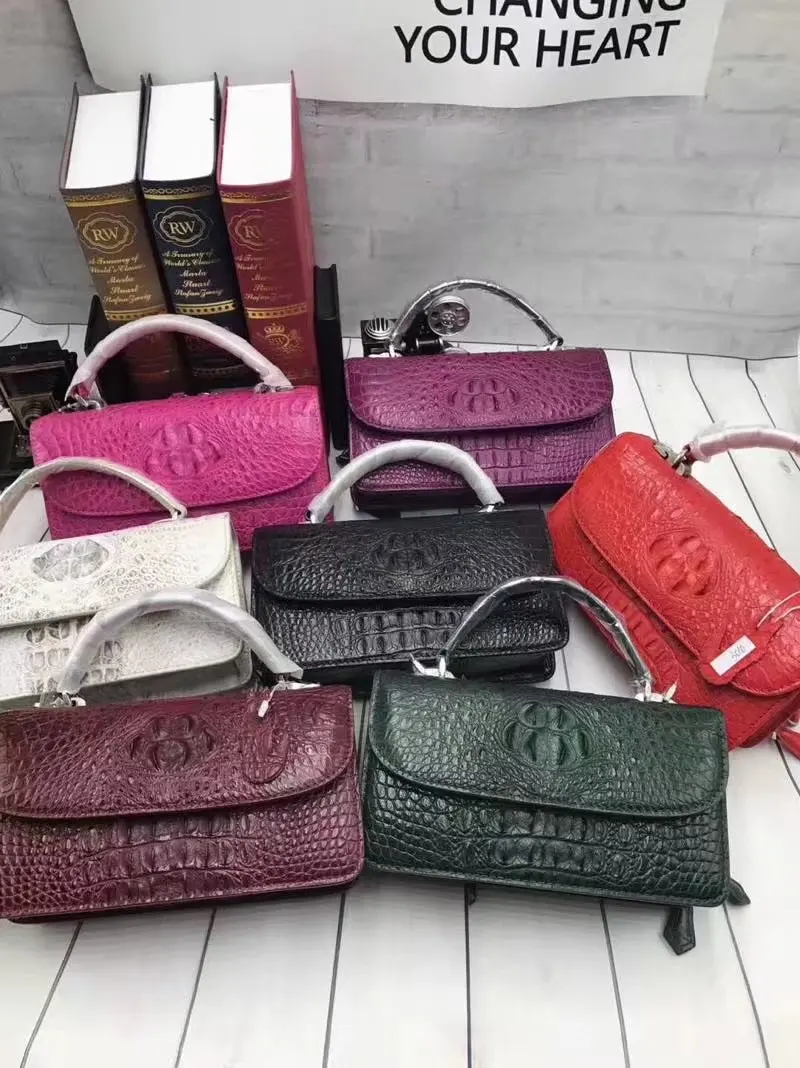 Шикарная дизайнерская женская маленькая сумка из 100% натуральной кожи аллигатора